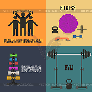 Flat design elements for gym and fitness,  - vector clipart