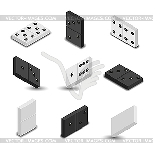 Items to play dominoes isometric,  - vector clipart