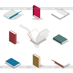 Set of flat books in 3D,  - stock vector clipart