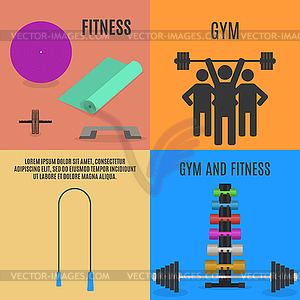 Flat design elements for gym and fitness,  - vector clip art