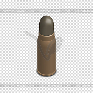 Photorealistic cartridge with bullet in isometric,  - vector image