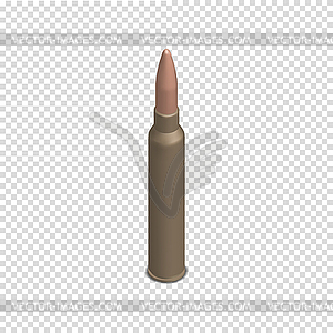 Photorealistic cartridge with bullet in isometric,  - vector image