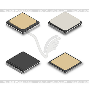 Set of different processors in 3D,  - vector clip art