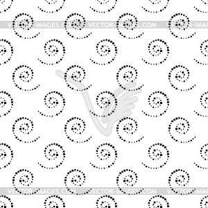 Seamless black and white background of spirals,  - vector clipart