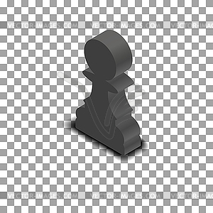 Black chess piece pawn isometric,  - vector image