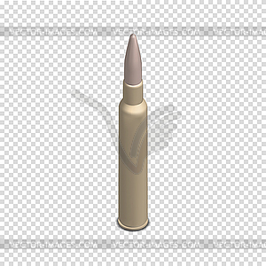 Photorealistic cartridge with bullet in isometric,  - vector image