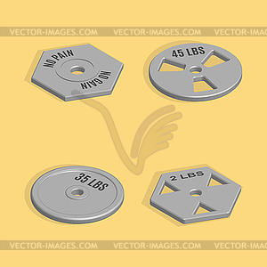 Weight plate for barbell in 3D,  - vector image