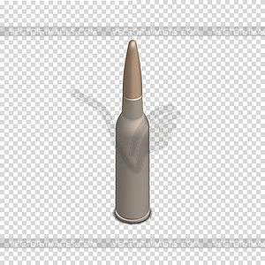 Photorealistic cartridge with bullet in isometric,  - vector clip art