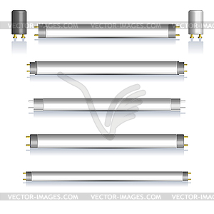Set of fluorescent lamps with mirror reflection,  - vector clipart