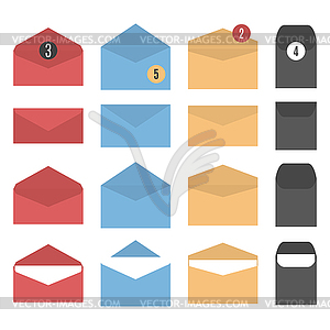 Set of colored paper envelopes,  - vector clip art