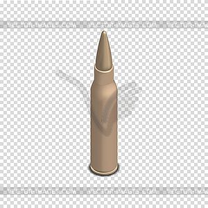 Photorealistic cartridge with bullet in isometric,  - vector clipart