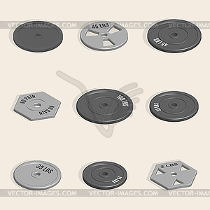 Weight plate for barbell in 3D,  - vector clipart