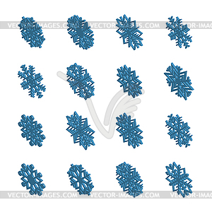 Set of 3D snowflakes,  - color vector clipart