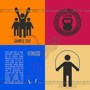 Flat design elements for gym and fitness, - vector image