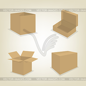 Flat icons of cardboard boxes,  - royalty-free vector image