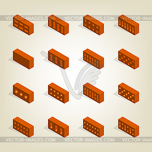 Set of 3d bricks in isometric,  - vector image