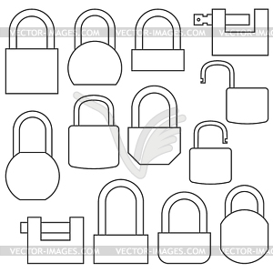 Icons of locks of thin lines,  - vector clipart