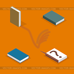 Set of flat books in 3D,  - stock vector clipart