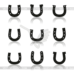 Set of flat horseshoes,  - royalty-free vector clipart