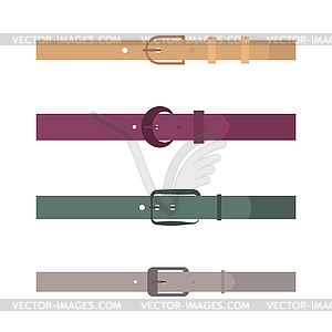 Set of different flat colored belts,  - vector clipart