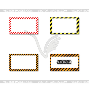 Set frames with slanted black and yellow strips,  - vector clipart / vector image