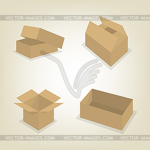 Flat icons of cardboard boxes,  - vector clipart