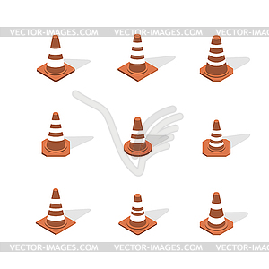 Cone sign road repair in 3D isometric style,  - vector clipart