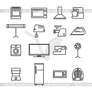 Home appliances icons of thin lines,  - vector image