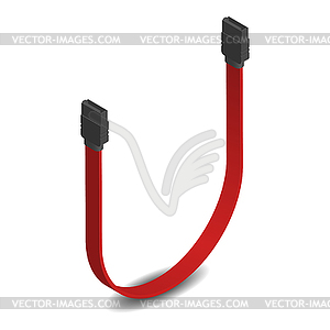 3D SATA connector with red cable,  - vector image