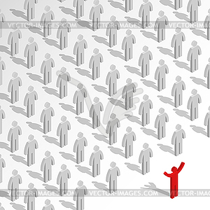 Set of 3D stick figures with team leader,  - vector clipart