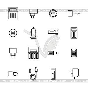 Icons of chargers of thin lines,  - vector clip art