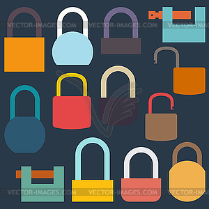 Set of flat icon locks, - vector image