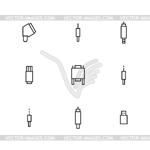 Set of different video and audio connectors,  - vector image