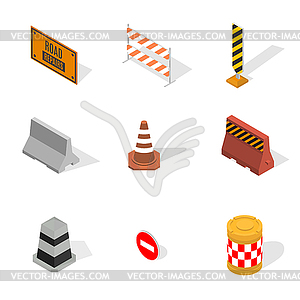 Under construction design elements in 3D,  - vector clipart