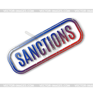 Rectangular rubber stamp with text sanction,  - vector image