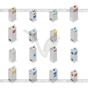 Set of 3D cardboard packages,  - vector clip art