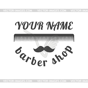 Grey emblem for barber shop,  - white & black vector clipart