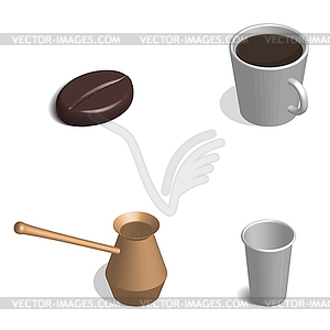 Coffee set in 3D,  - vector image