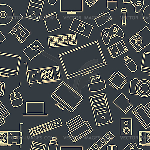 Seamless pattern of set of computer and gadget - vector clip art