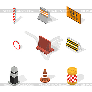 Under construction design elements in 3D,  - vector clipart