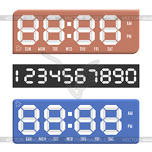 Paper numbers with digital clock display,  - vector clipart