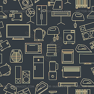 Seamless pattern of set of household appliances - vector EPS clipart