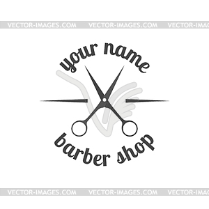 Grey emblem for barber shop,  - vector image