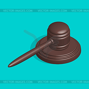 Judge hammer and stand in 3d,  - vector clipart