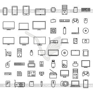 Computer icons of thin lines,  - vector image