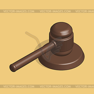 Judge hammer and stand in 3d,  - vector clipart