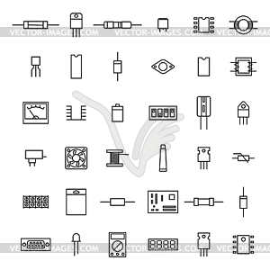 Electronic and radio components of thin line,  - vector image