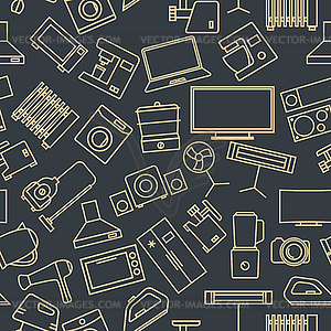 Seamless pattern of set of household appliances - vector image