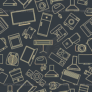 Seamless pattern of set of household appliances - vector image