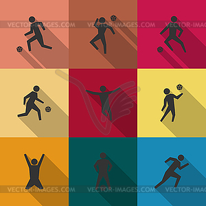 Set of icons soccer players,  - vector clip art